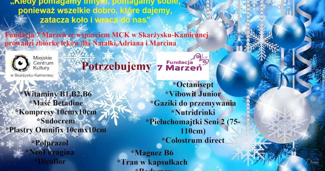 Zbiórka leków dla Natalki, Adriana i Marcina