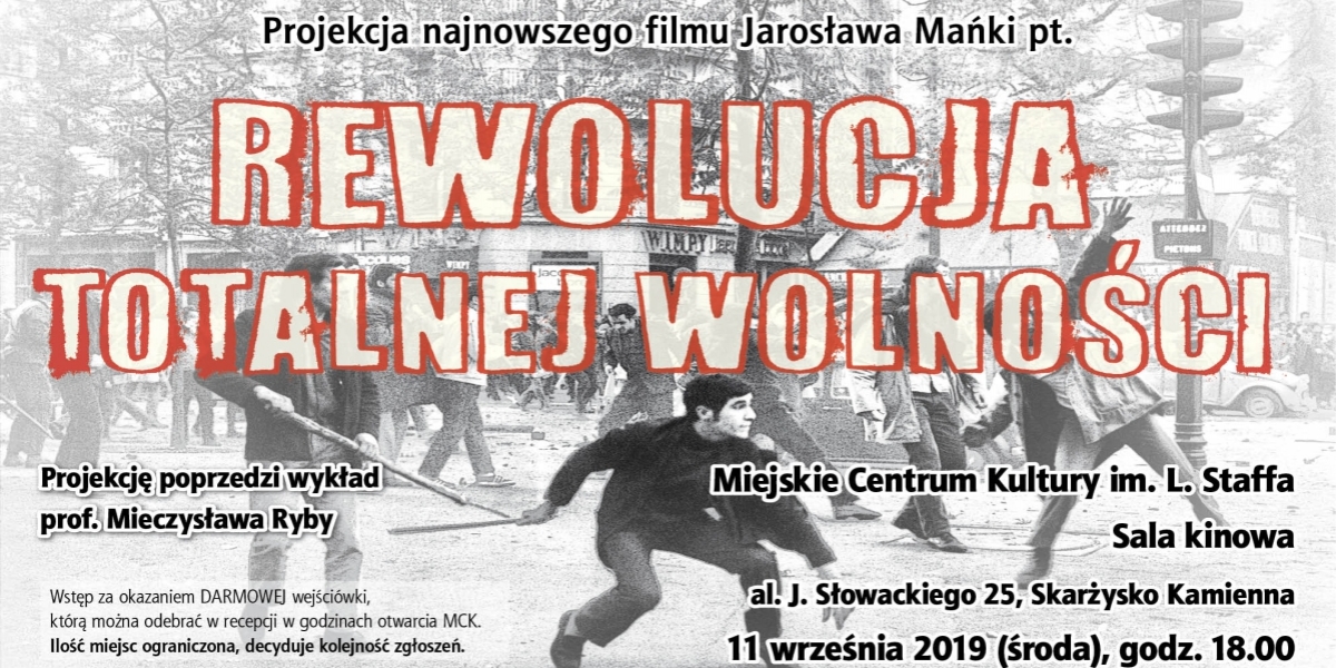 Bezpłatny seans filmu "Rewolucja totalnej wolności" w kinie Centrum