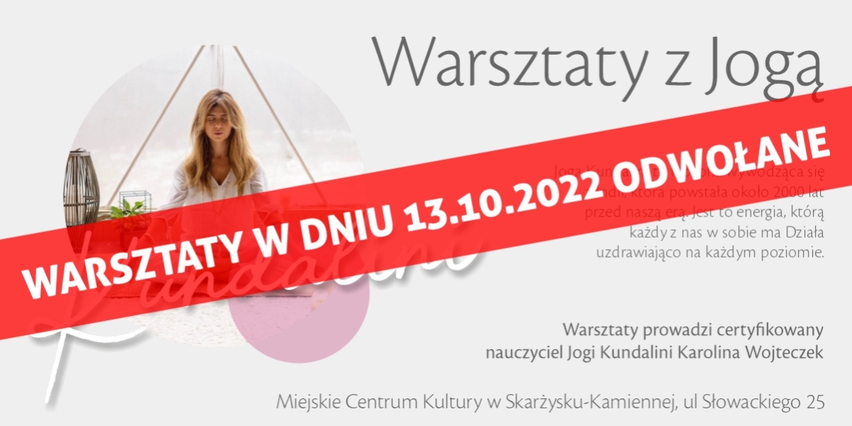 Warsztaty z Jogą Kundalini w dniu 13.10 ODWOŁANE