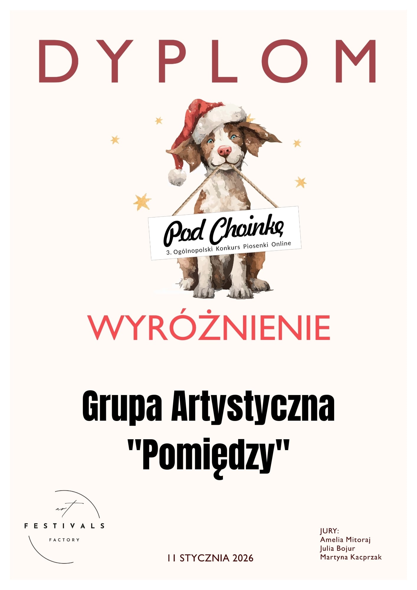 dyplom wyroznienie dla gru[py artystyczne pomiedzy z&nbsp;MCK Skarzysko