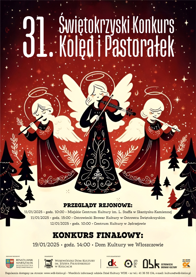 XXXI Swietokrzyski Konkurs Koled i Pastoralek Wloszczowa 2025 plakat