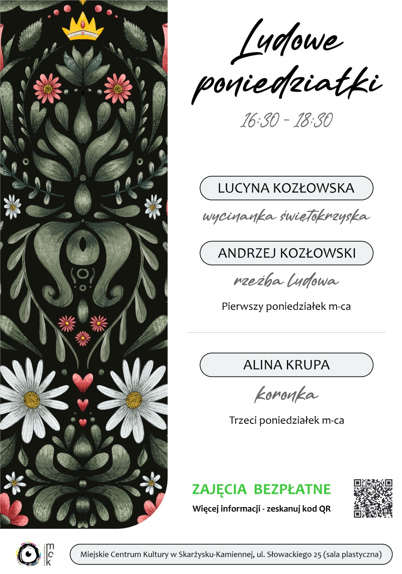 plakat warsztaty ludowe poniedzialki w MCK Skarżysko sezon 2025 2026