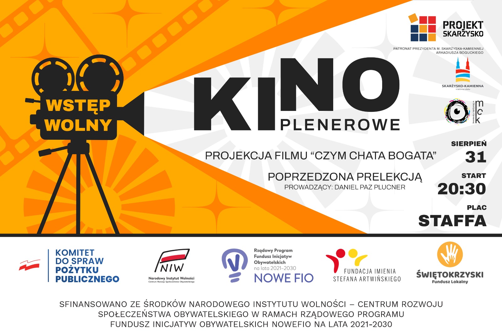 plakat reklamujący kino plenerowe na Placu Staffa