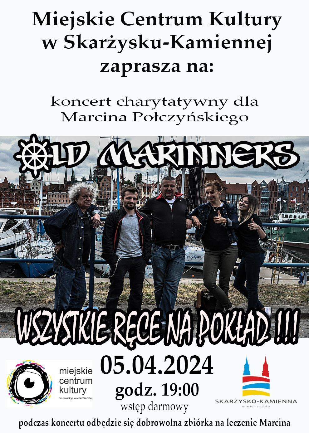 Plakat reklamujący koncert charytatywny dla Marcina Polczynskiego w MCK Skarżysko