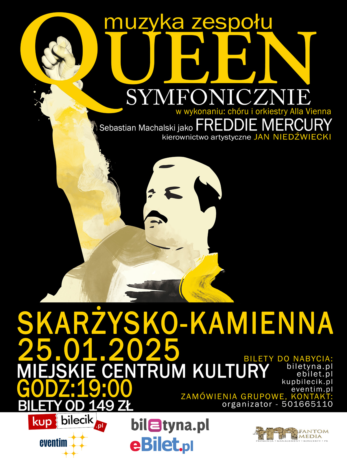 plakat reklamujący koncert Queen Symfonicznie w MCK Skarżysko