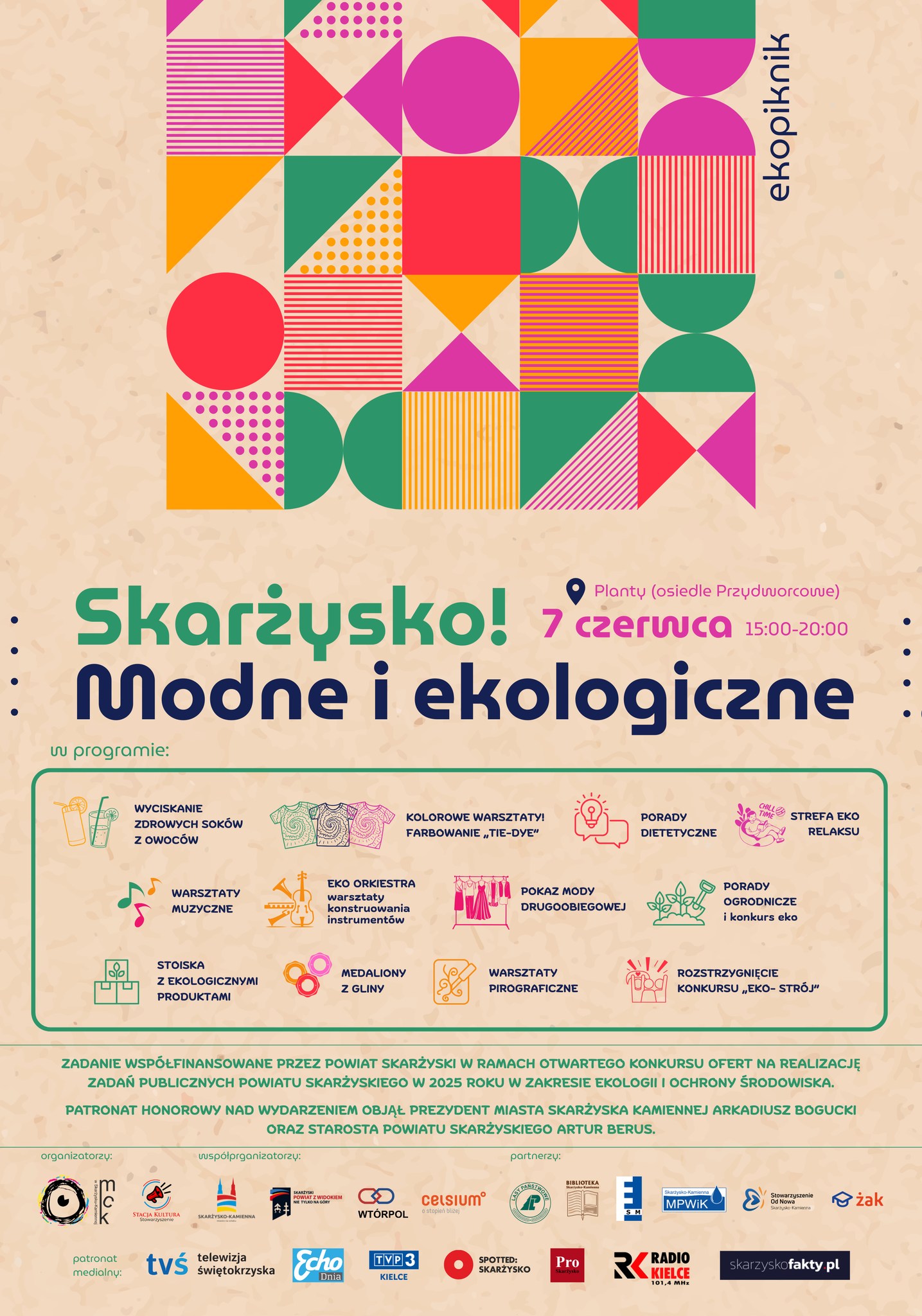 plakat reklamujący Ekopiknik Skarzysko Modne i Ekologiczne