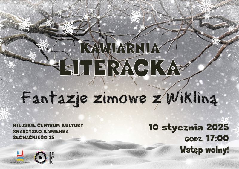 plakat kawiarnia literacka fantazje zimowe z Wiklina