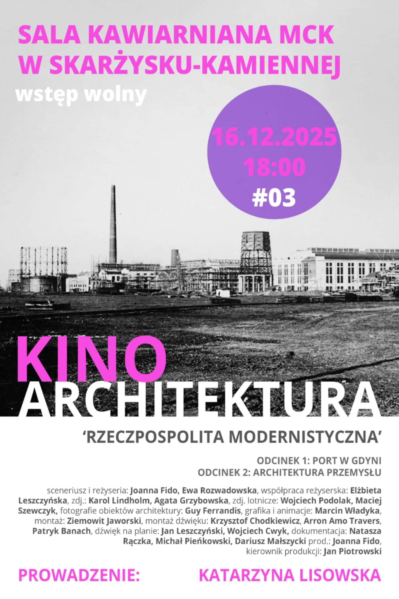 plakat reklamujący spotkanie pt. kino architektura nr 3 w&nbsp;MCK Skarżysko