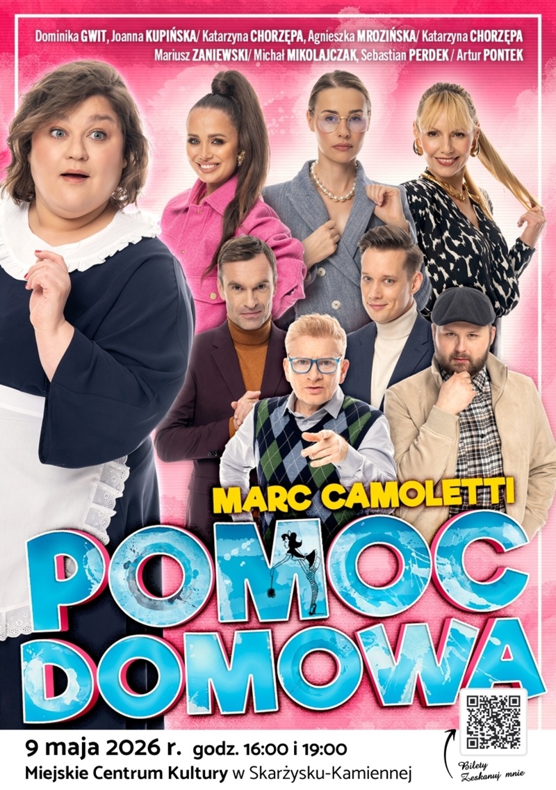 plakat reklamujacy spektakl Pomoc domowa w&nbsp;MCK Skarzysko