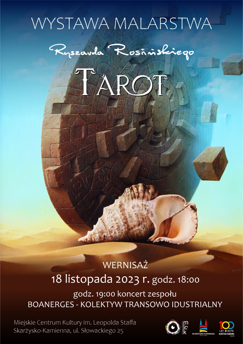Plakat reklamujący wystawę Ryszarda Rosinskiego pt. TAROT
